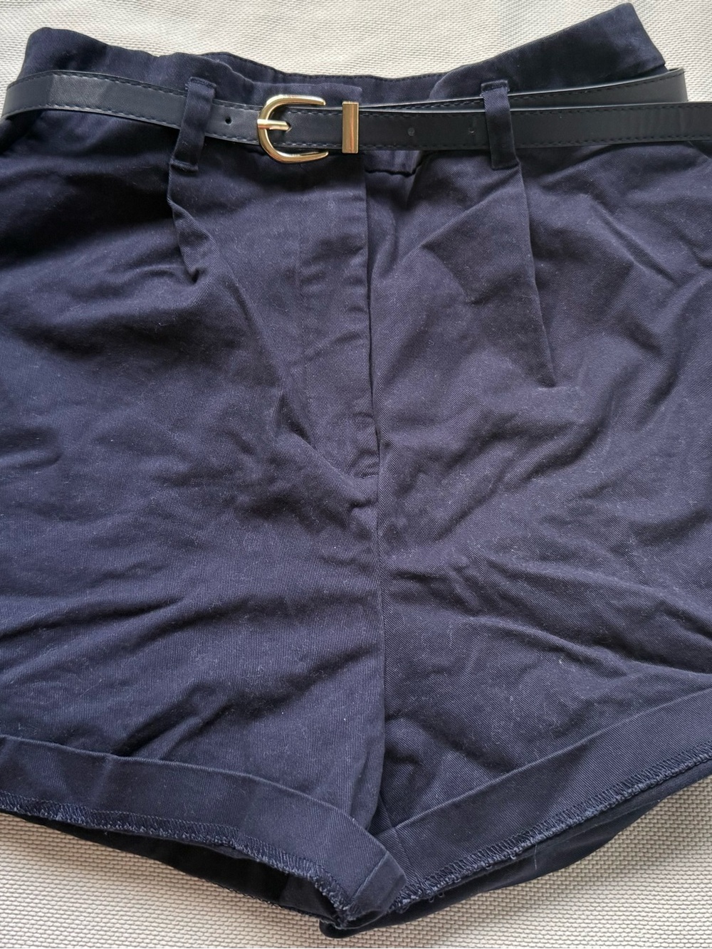 Primark navy blue shorts with belt in a UK 12